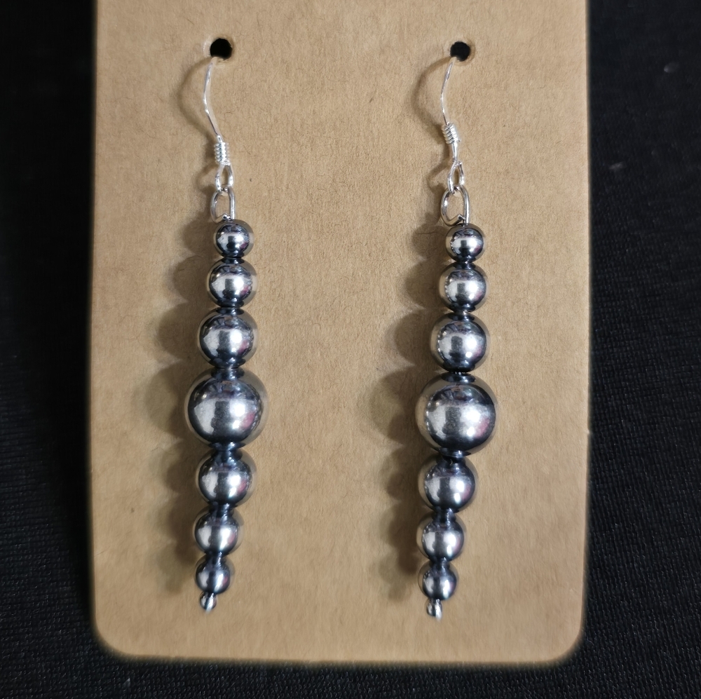 Elegant Silver Beaded Earrings